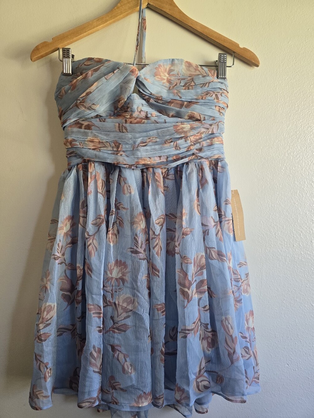 NWT! O.P.T. ,Strapless Jordana Mini Dress,Blue/Tan,Size S,MSRP $168